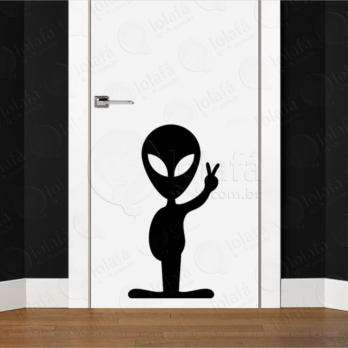 alien camarada adesivo alienígena de parede para quarto, porta e vidro - mod:163
