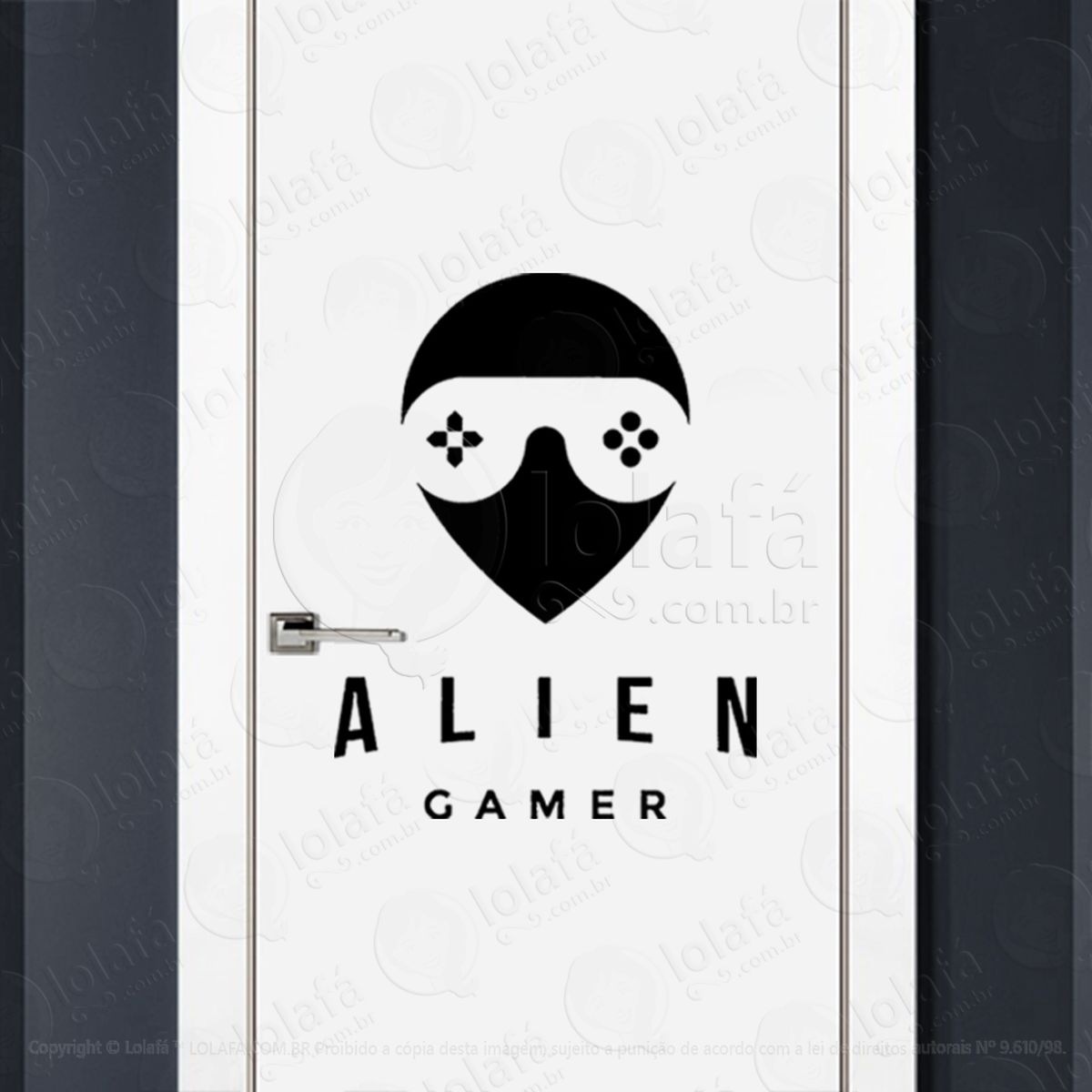 alien gamer adesivo alienígena de parede para quarto, porta e vidro - mod:187