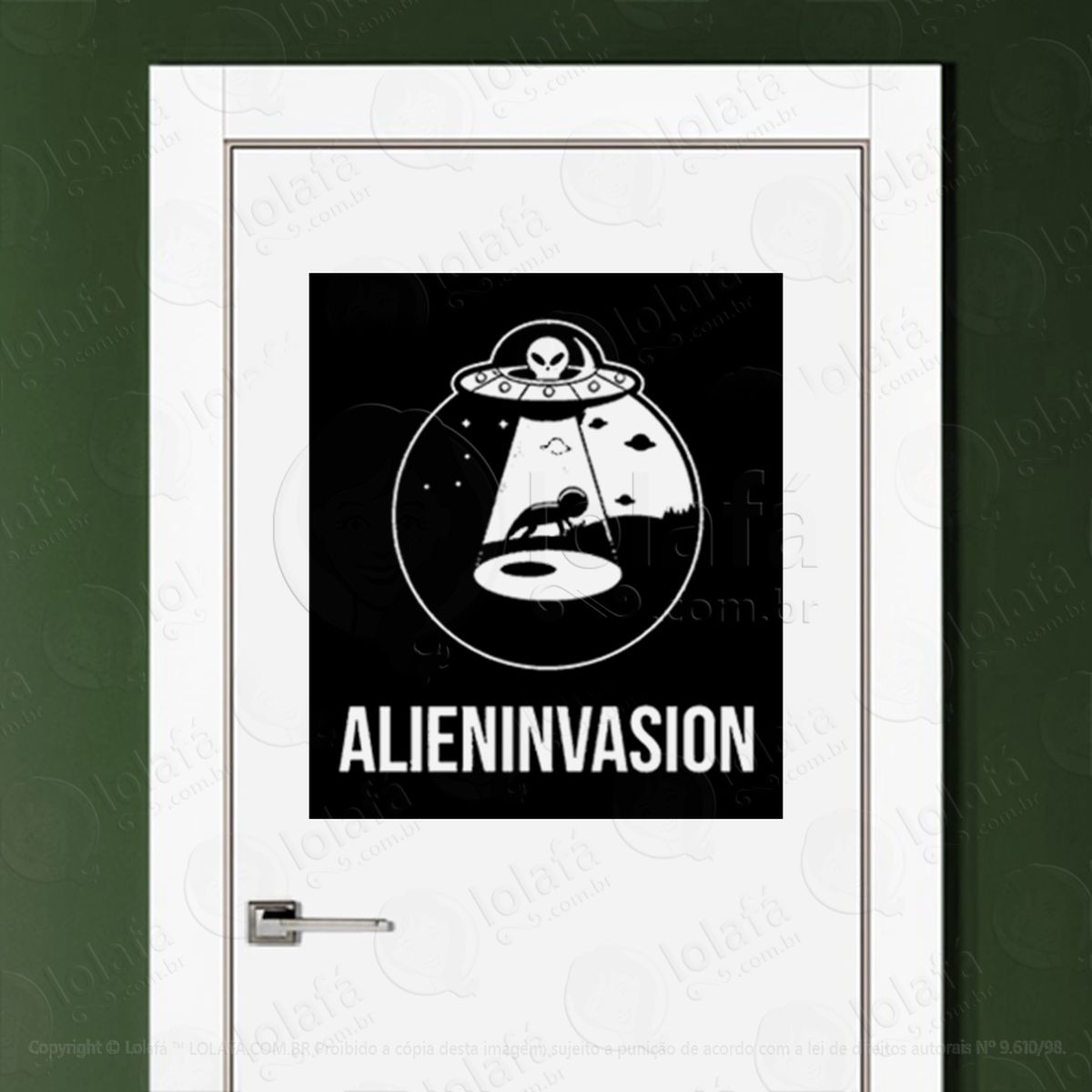 invasão alienígena adesivo alienígena de parede para quarto, porta e vidro - mod:190