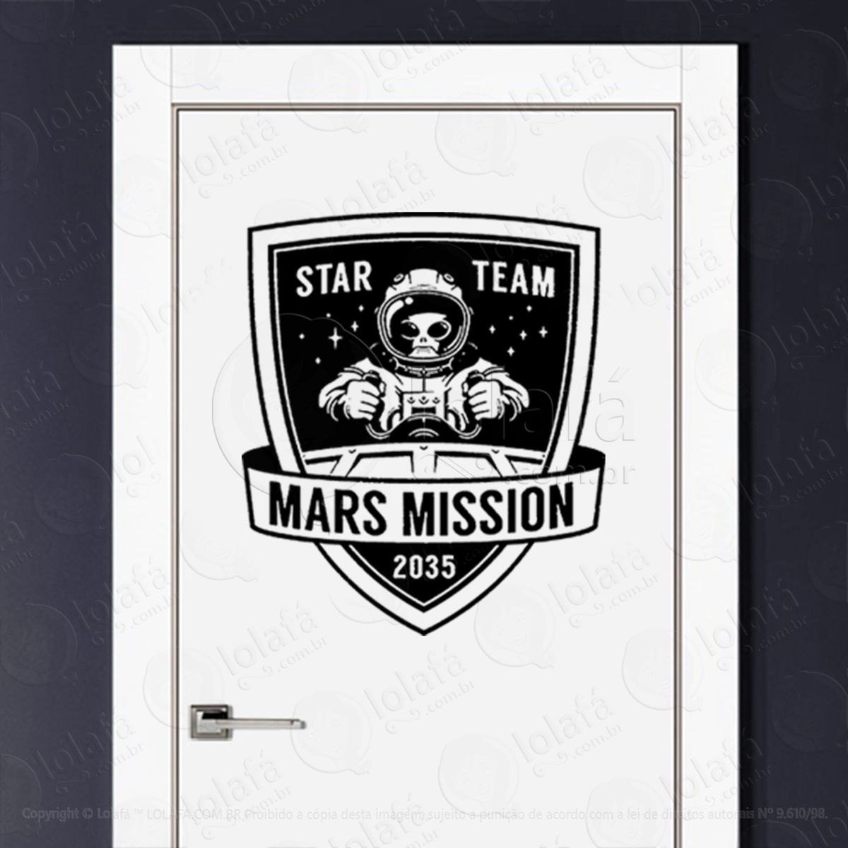 equipe estelar missão marte adesivo alienígena de parede para quarto, porta e vidro - mod:208