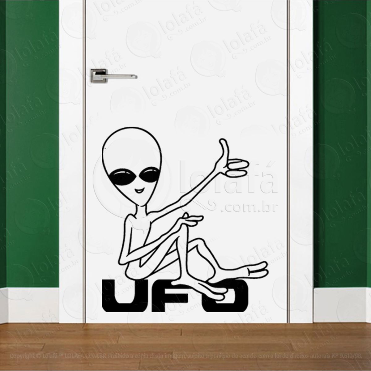 alien ufo adesivo alienígena de parede para quarto, porta e vidro - mod:234