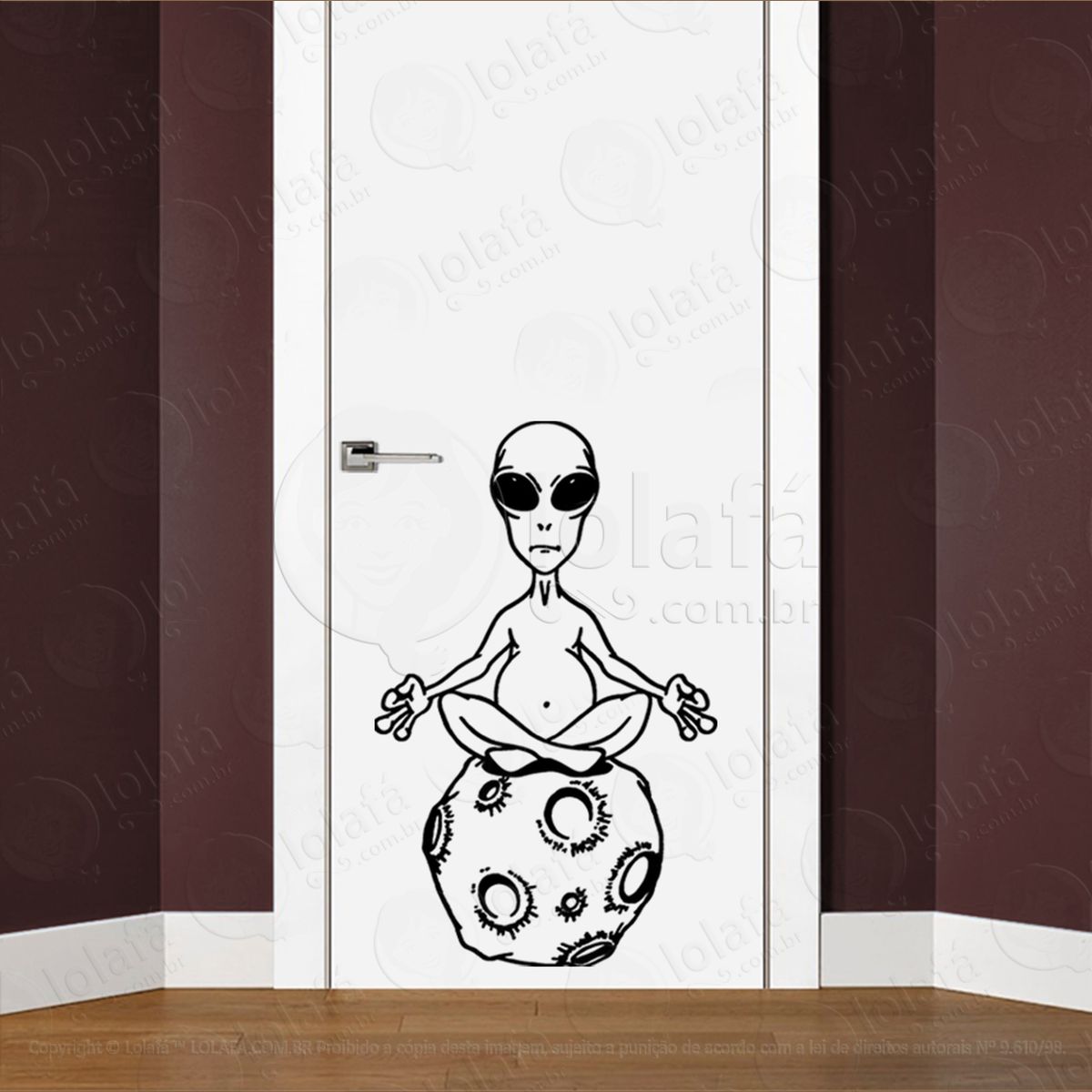 meditação alienígena adesivo alienígena de parede para quarto, porta e vidro - mod:258