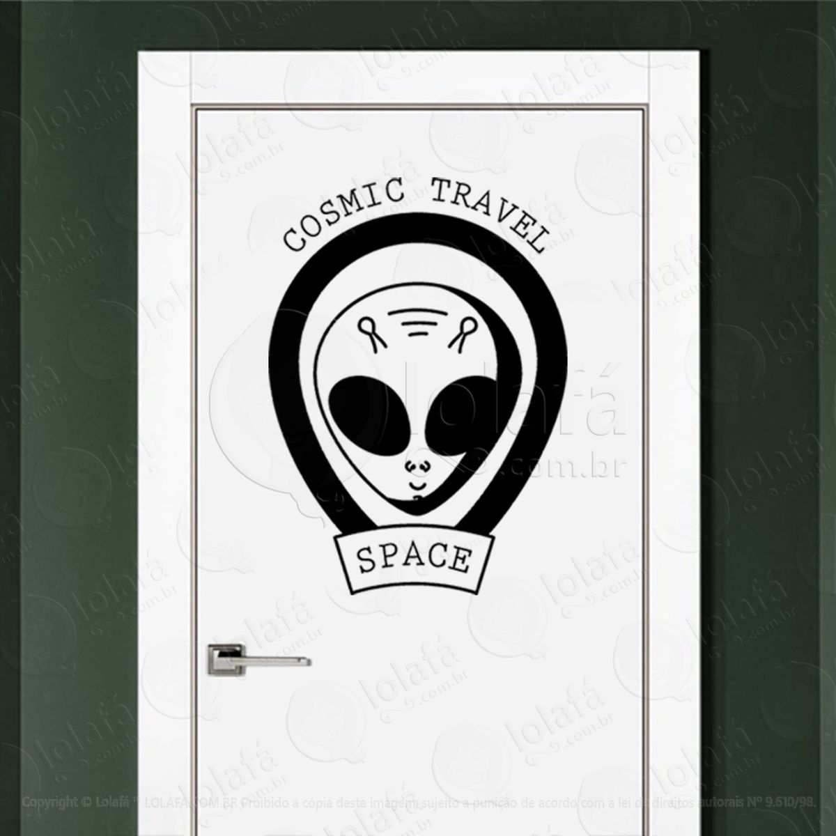viajem cósmica espacial adesivo alienígena de parede para quarto, porta e vidro - mod:298