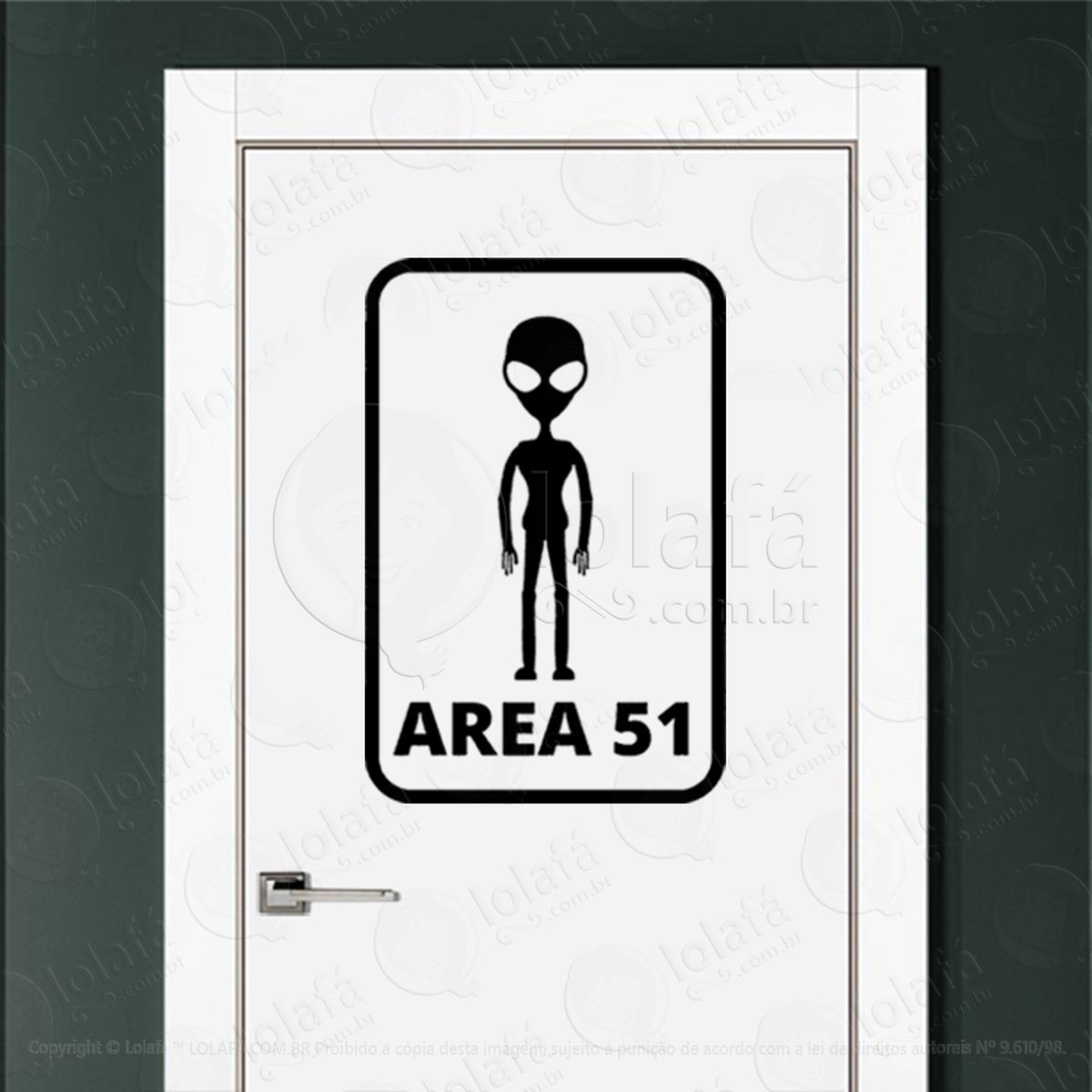 Área 51 adesivo alienígena de parede para quarto, porta e vidro - mod:327
