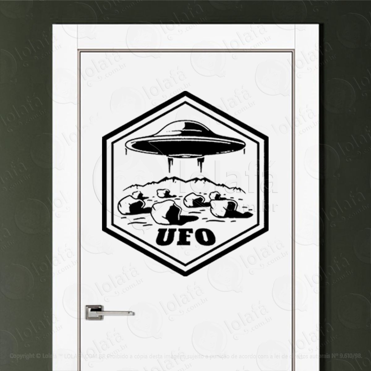 placa ufo adesivo alienígena de parede para quarto, porta e vidro - mod:394