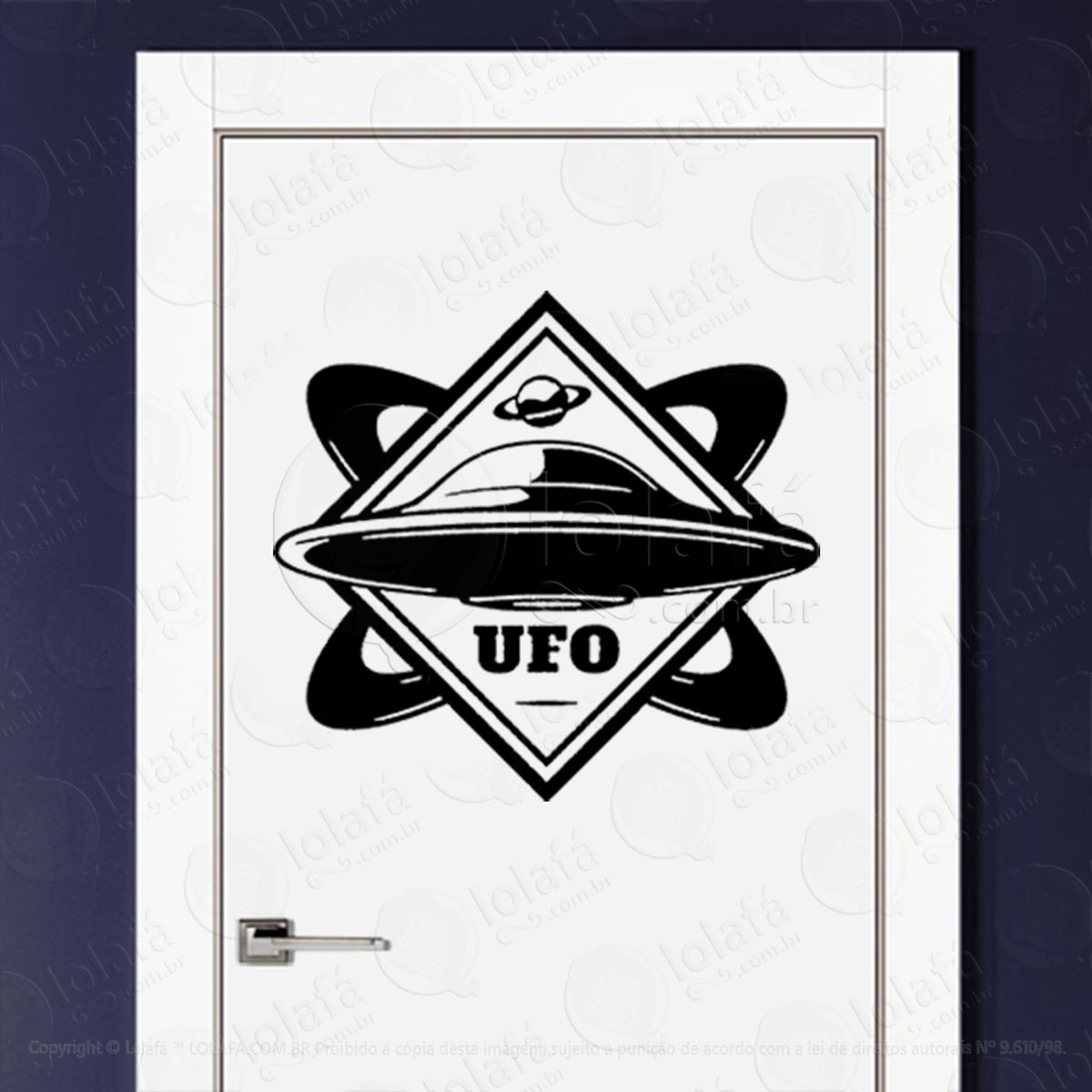 placa ufo ovni adesivo alienígena de parede para quarto, porta e vidro - mod:398