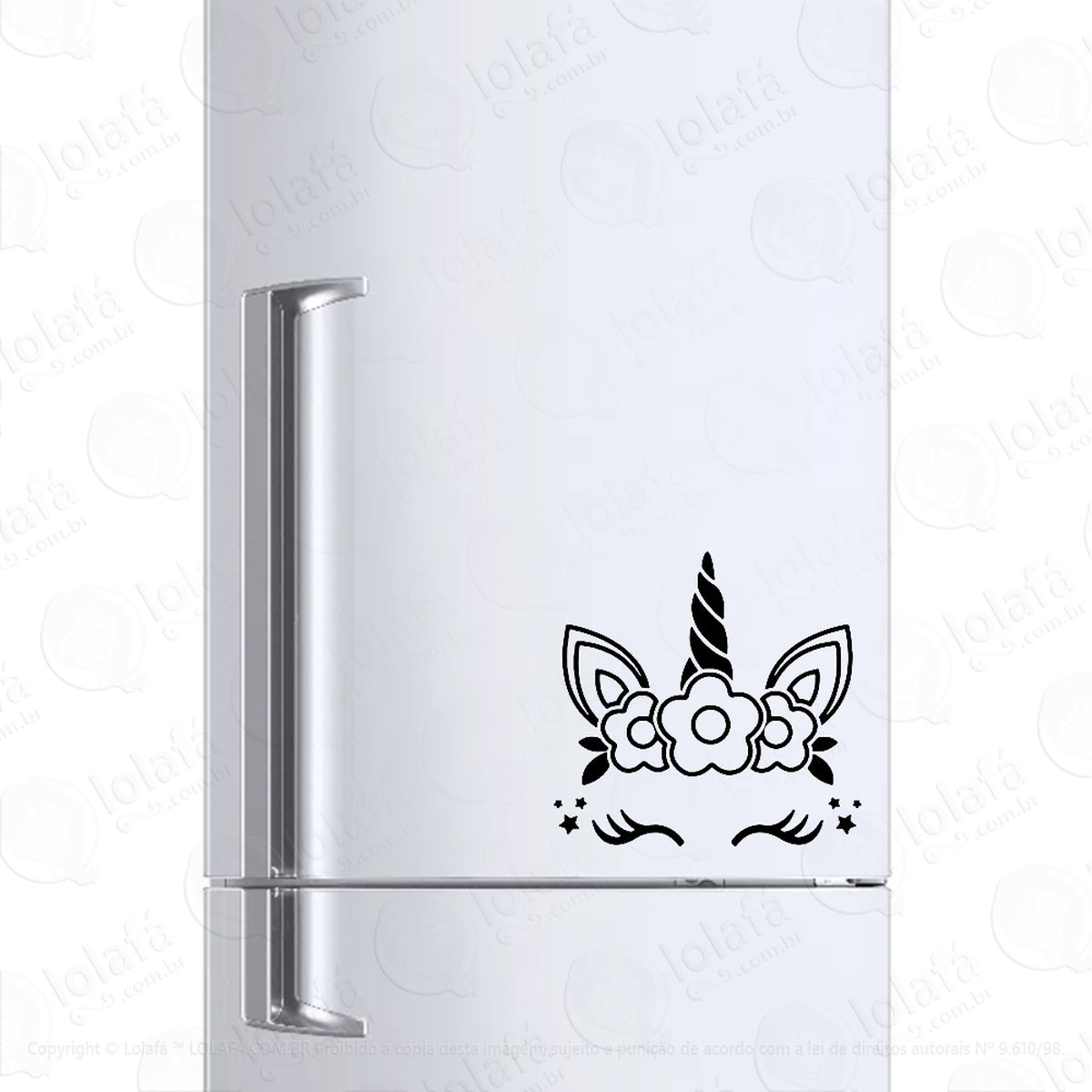 adesivo geladeira frigobar cervejeira unicórnio florido mod:151