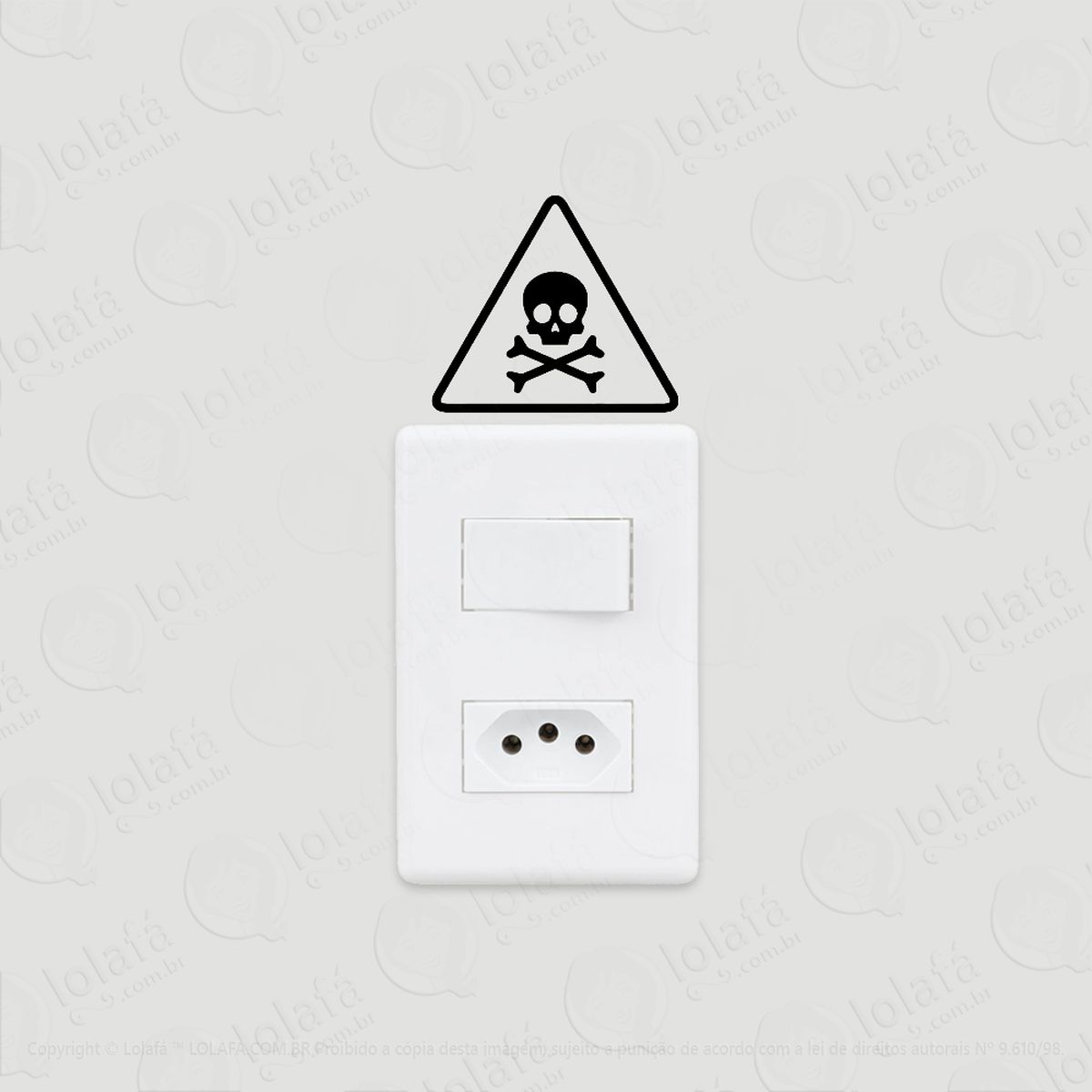 2 adesivos de interruptor tomada aviso perigo caveira veneno mod:165