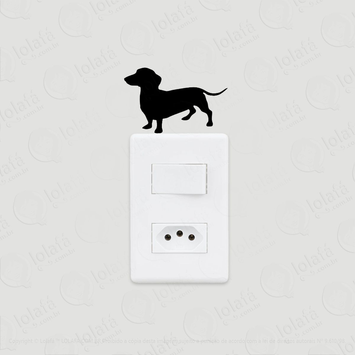 2 adesivos de interruptor luz e tomada cachorro dachshund mod:166