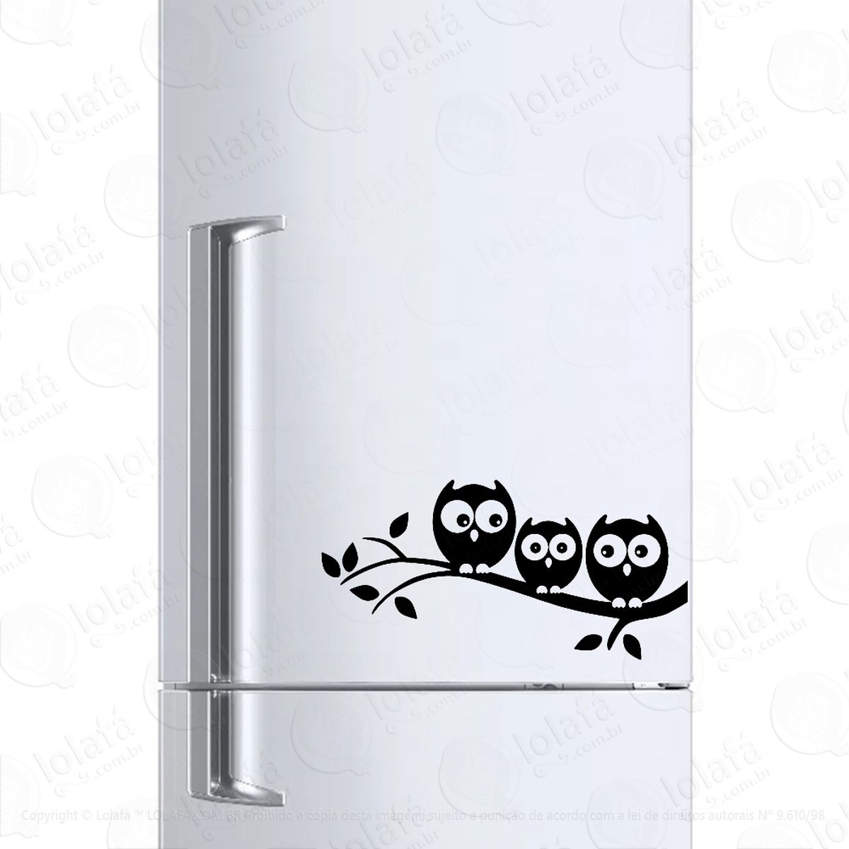 adesivo geladeira frigobar cervejeira corujas filhote galho mod:224