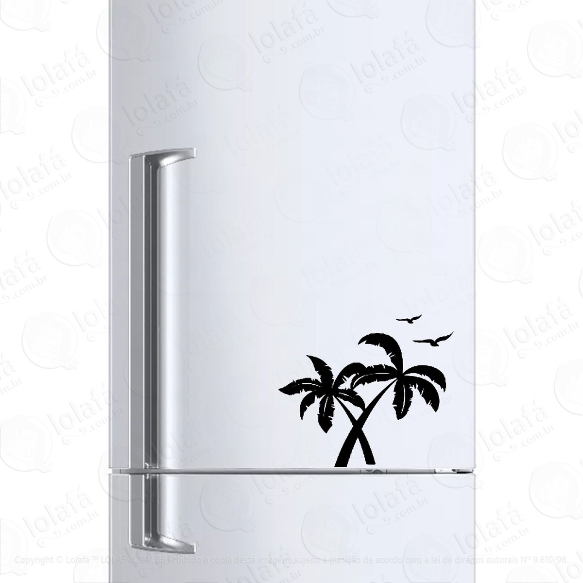 adesivo para geladeira coqueiros Árvore praia mod:238