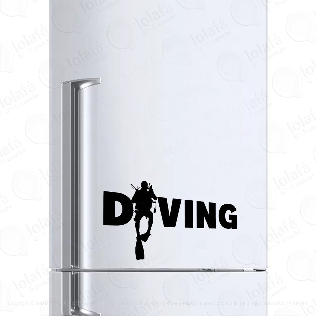 adesivo de geladeira mergulhador subindo scuba diving mod:622