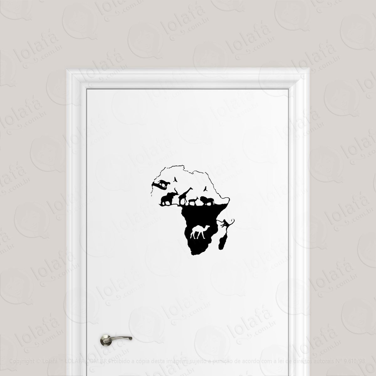 adesivo para porta África continente safari animais mod:1662