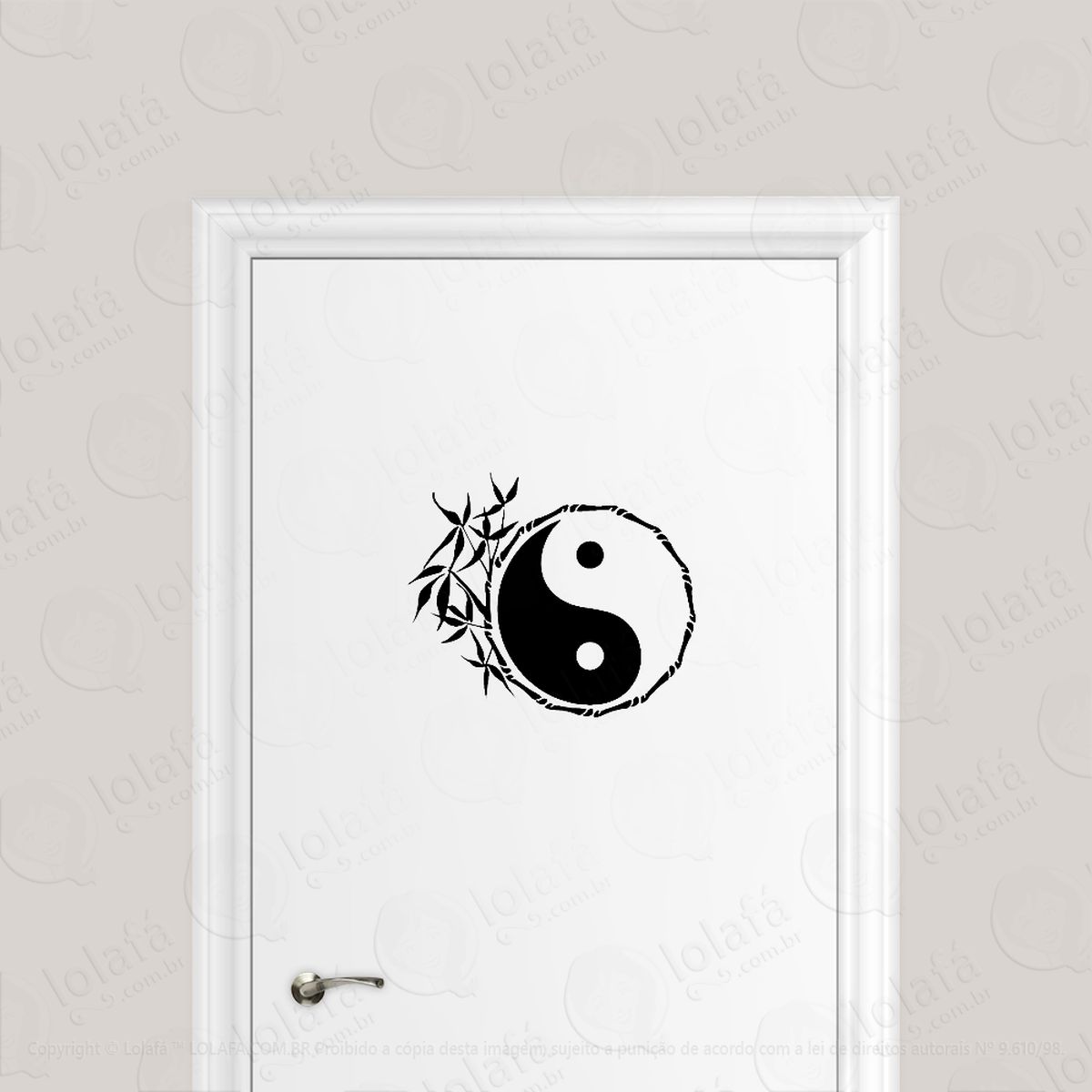 adesivo para porta mandala yin yang bambu natureza mod:1704