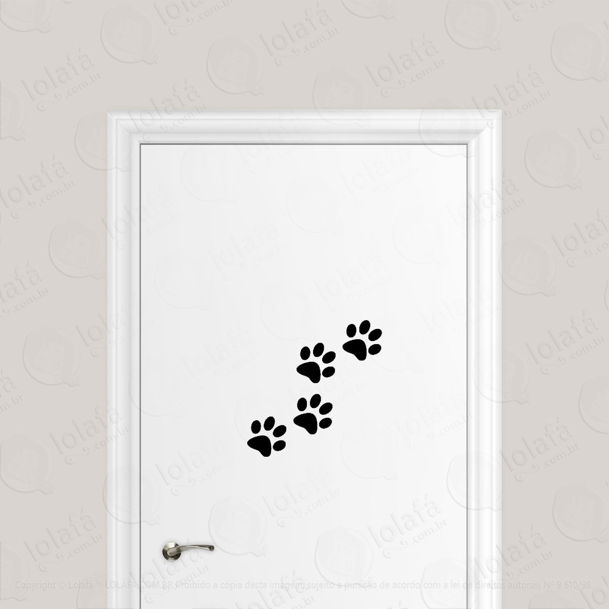 adesivo para porta pegadas pata de gato o cachorro mod:1814