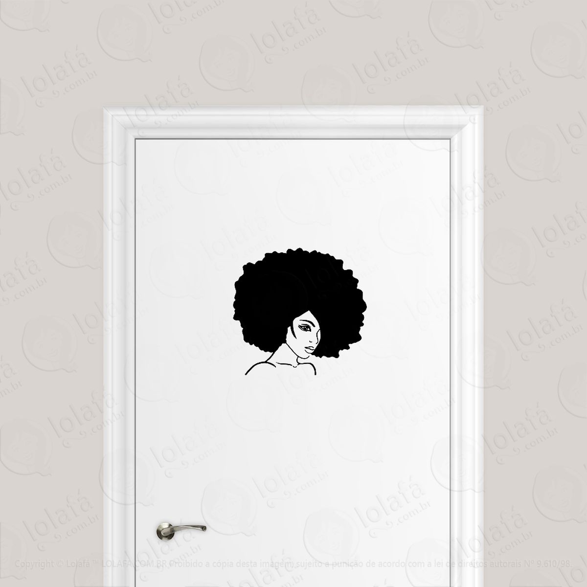 adesivo para porta mulher beleza cabelo black power mod:1868