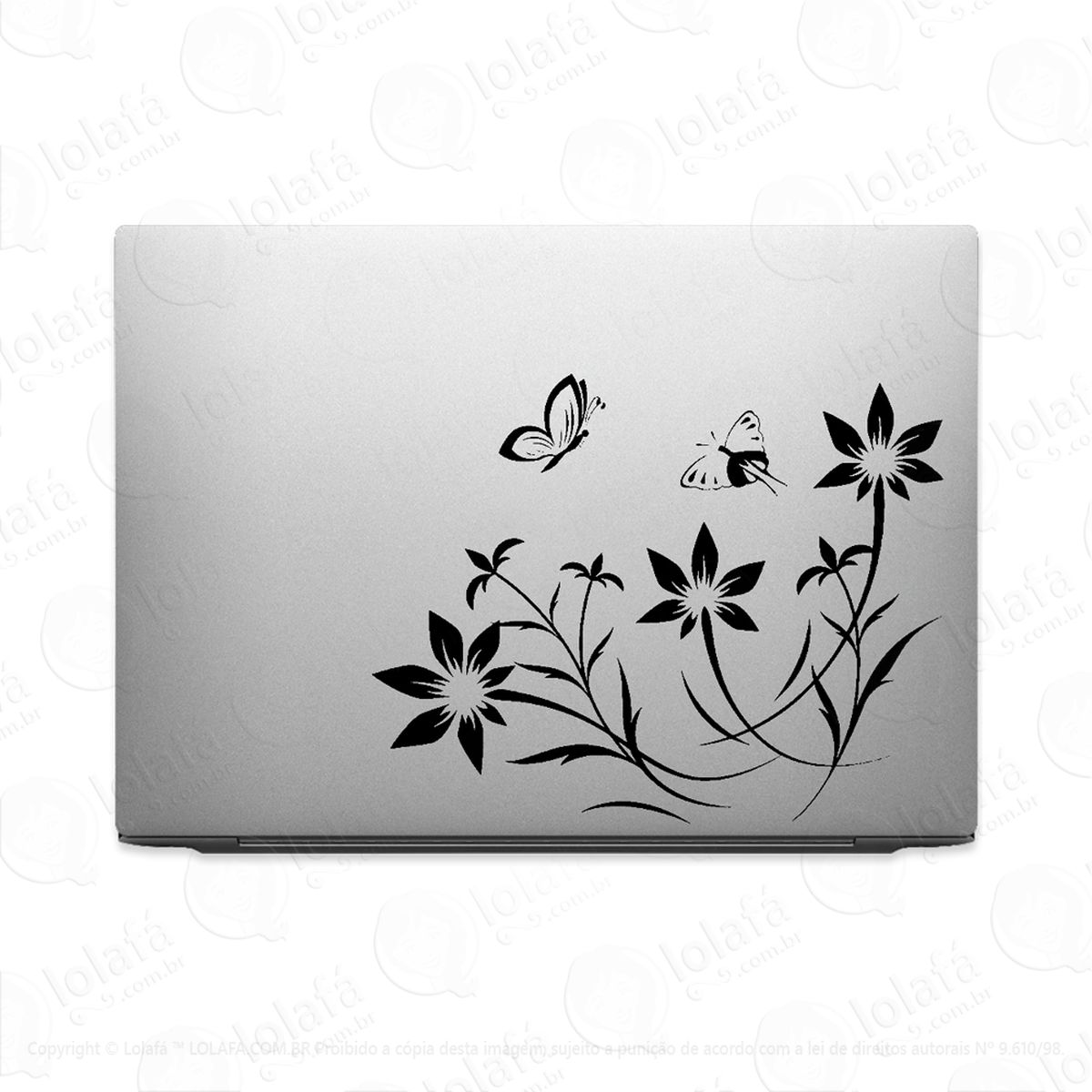 adesivo tablet notebook pc jardim flores e borboletas mod:1957