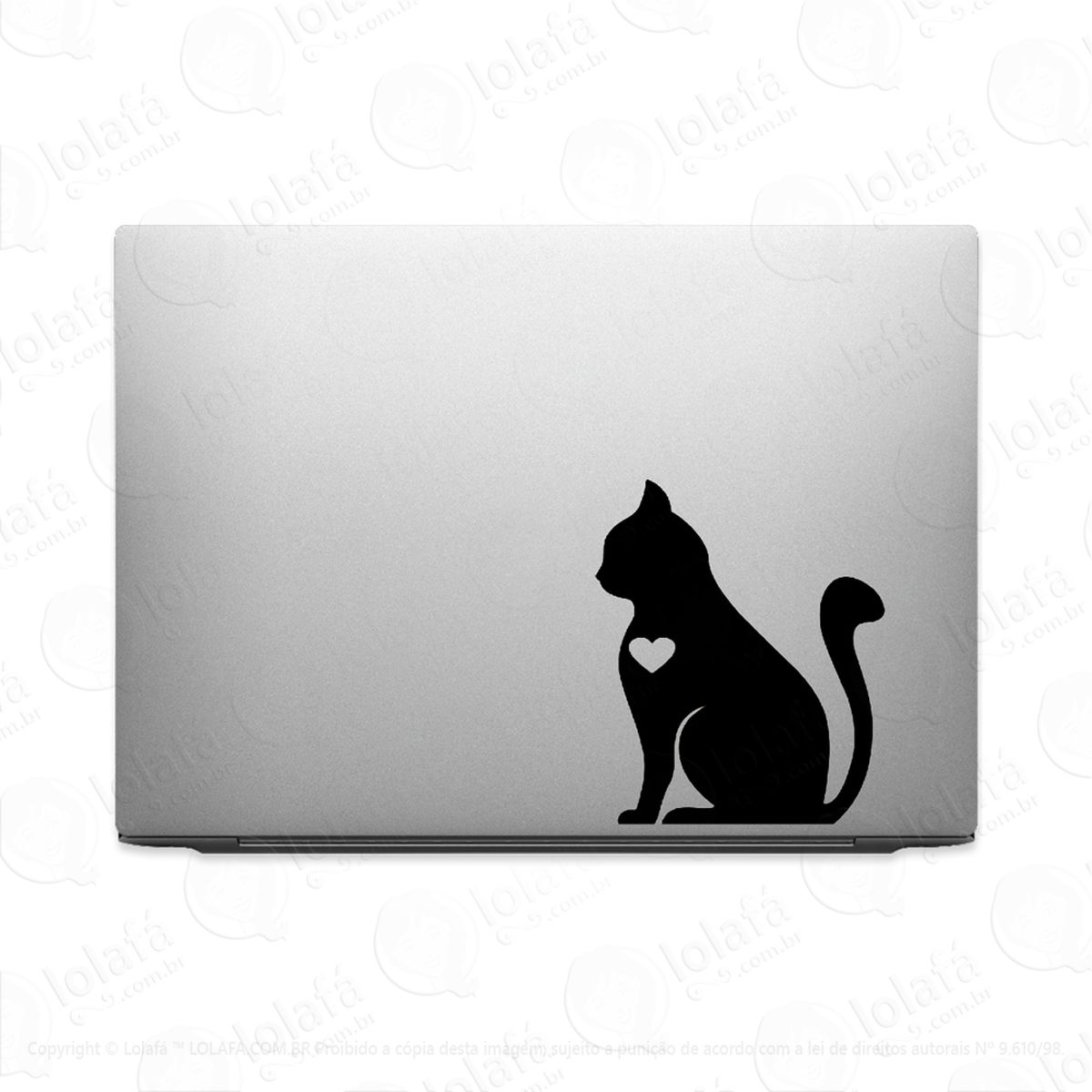 adesivo tablet notebook pc coração de gato felino amor mod:2060