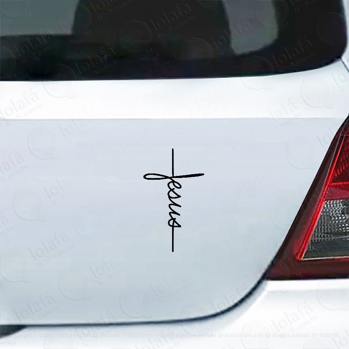 adesivo carro moto vidro nome jesus em forma de cruz mod:3981