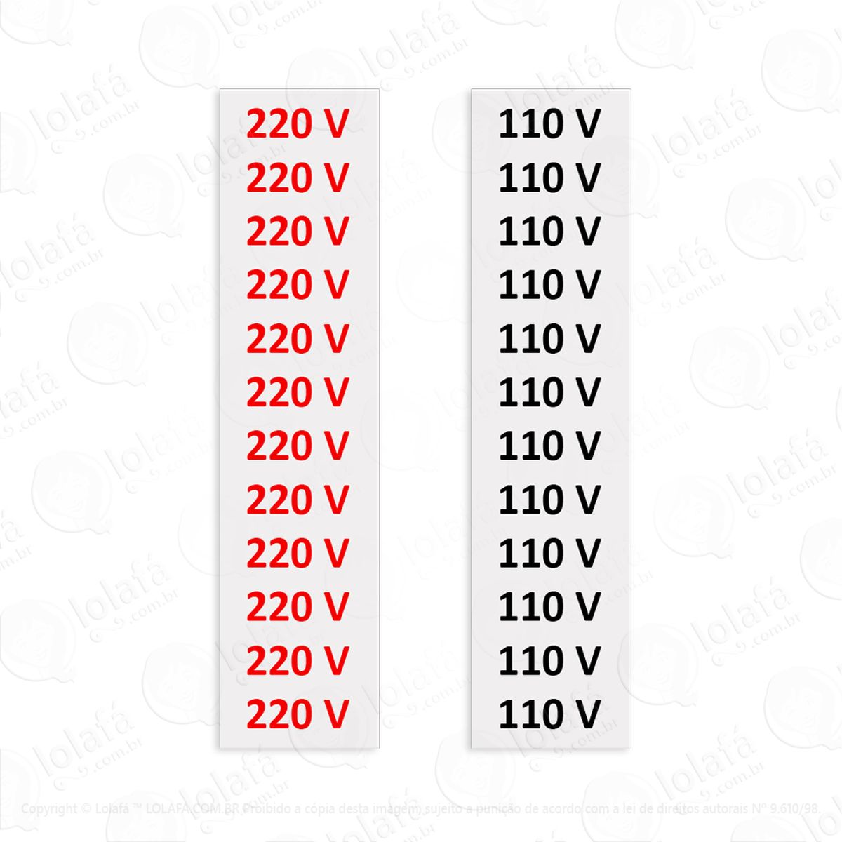 etiquetas de indetficação de voltagem 110v e 220v mod:6116