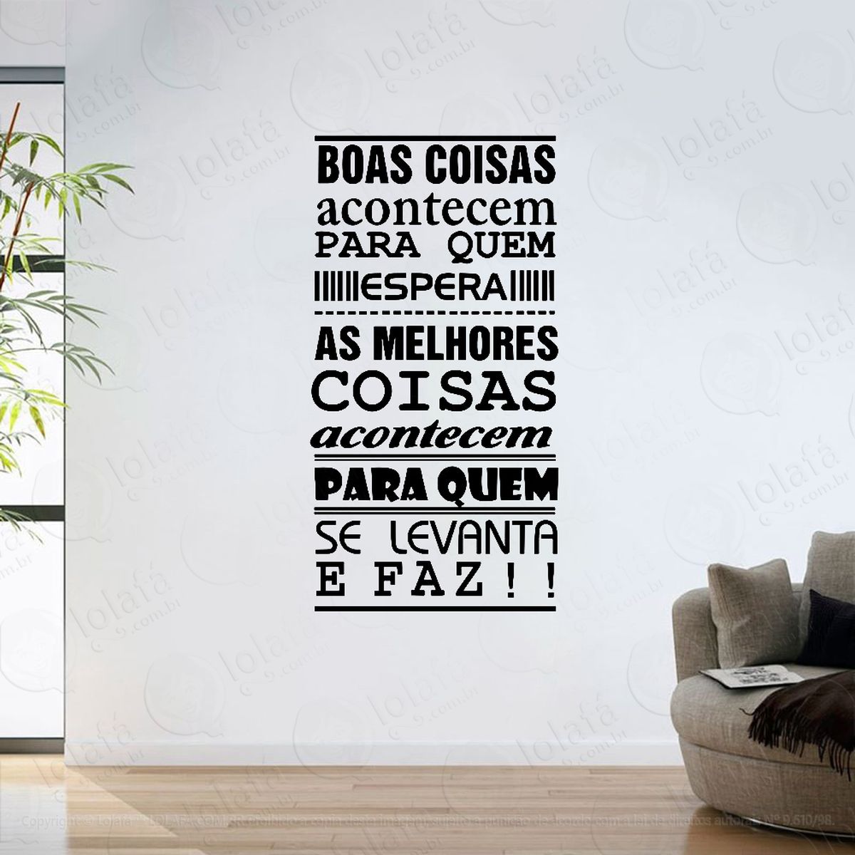 adesivo parede sala frase motivacional boas coisas mod:6317