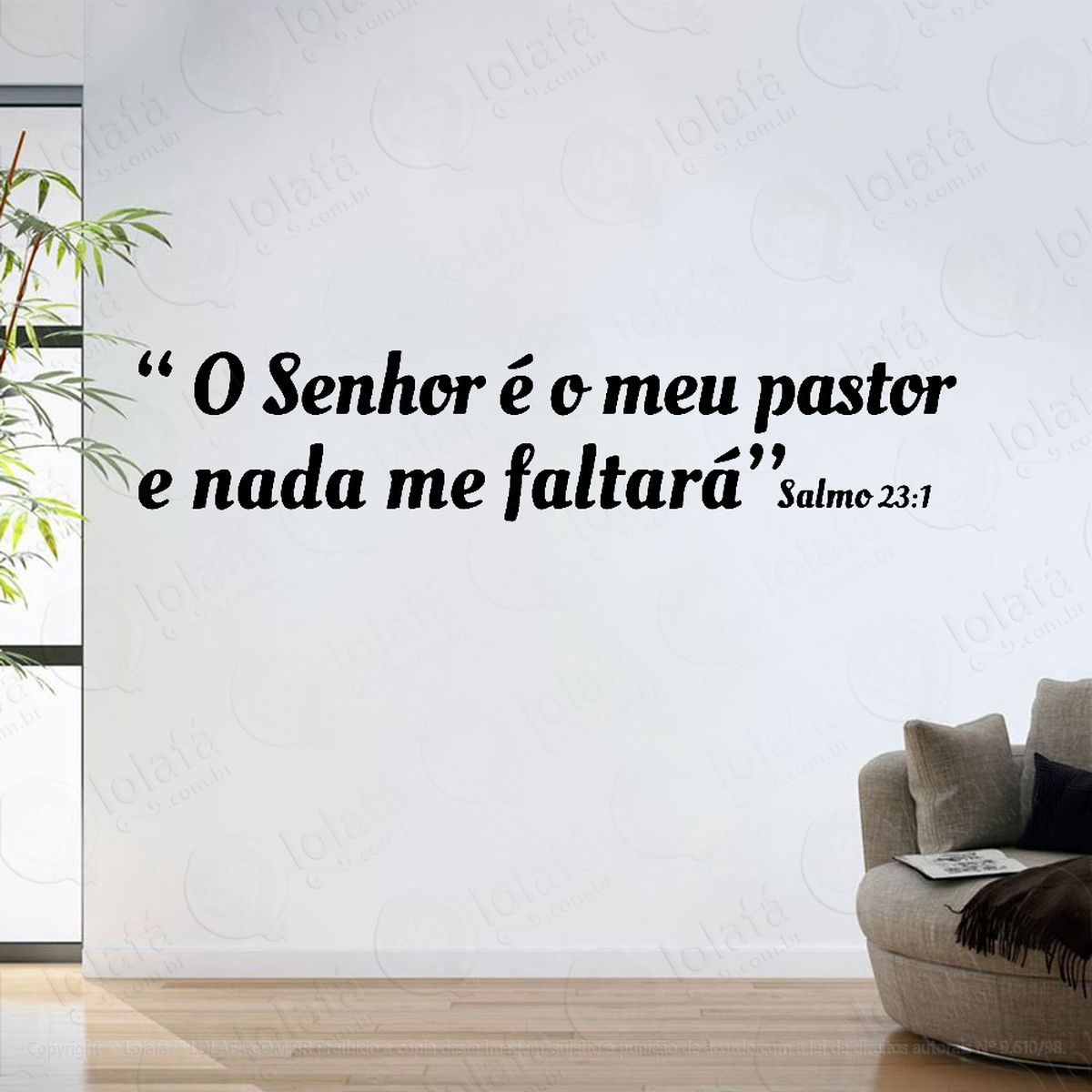 adesivo parede sala frase o senhor É meu pastor salmo 23 mod:6322