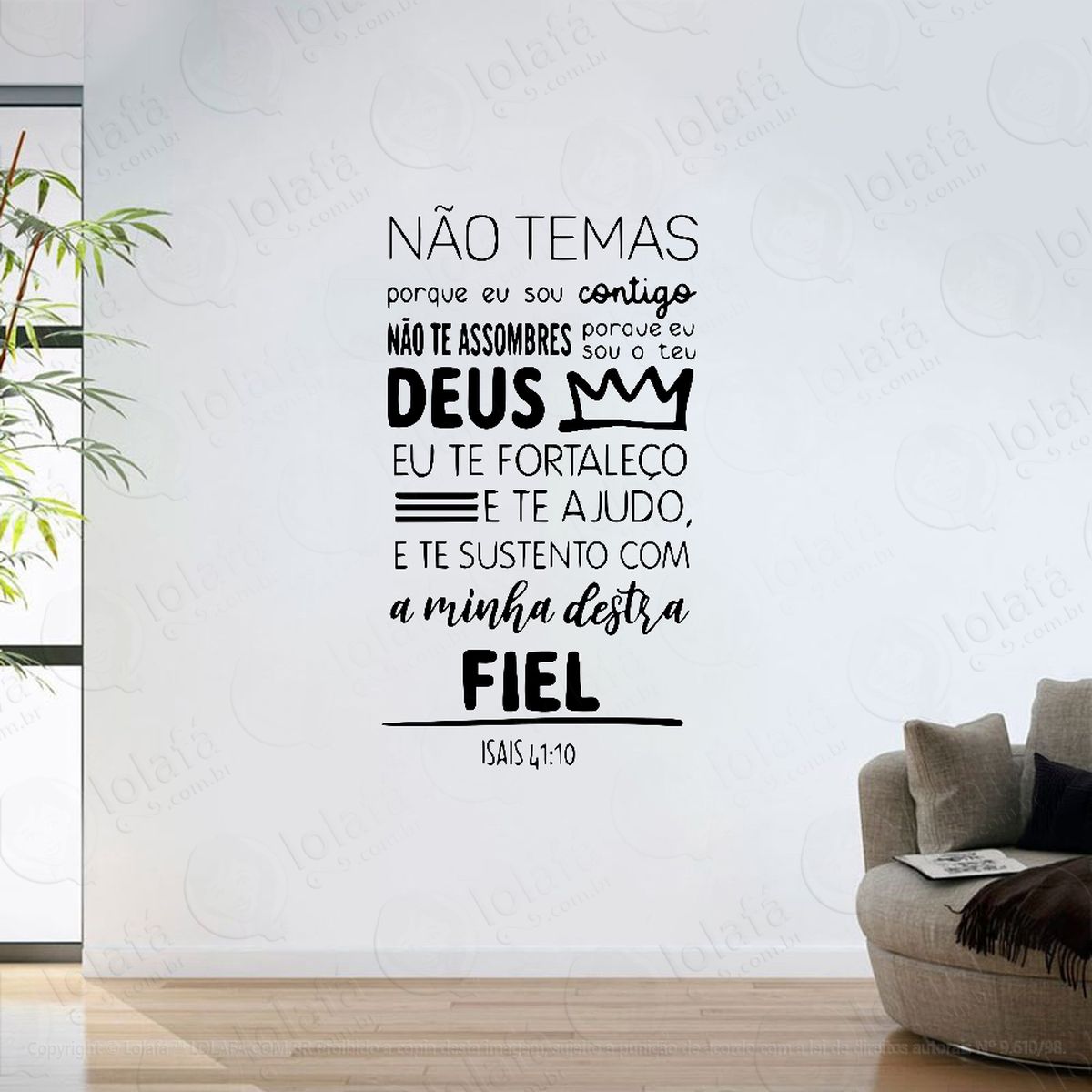 adesivo parede sala versiculo isais 41:10 não temas mod:6363