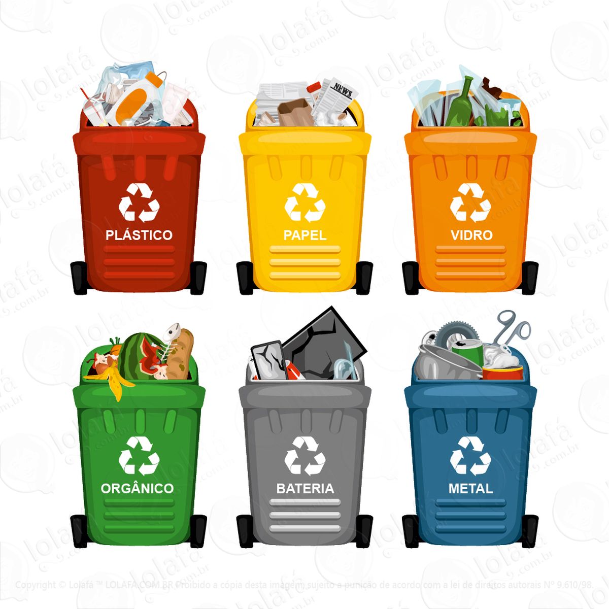 adesivos reciclagem coleta seletiva de lixo reciclável mod:6483