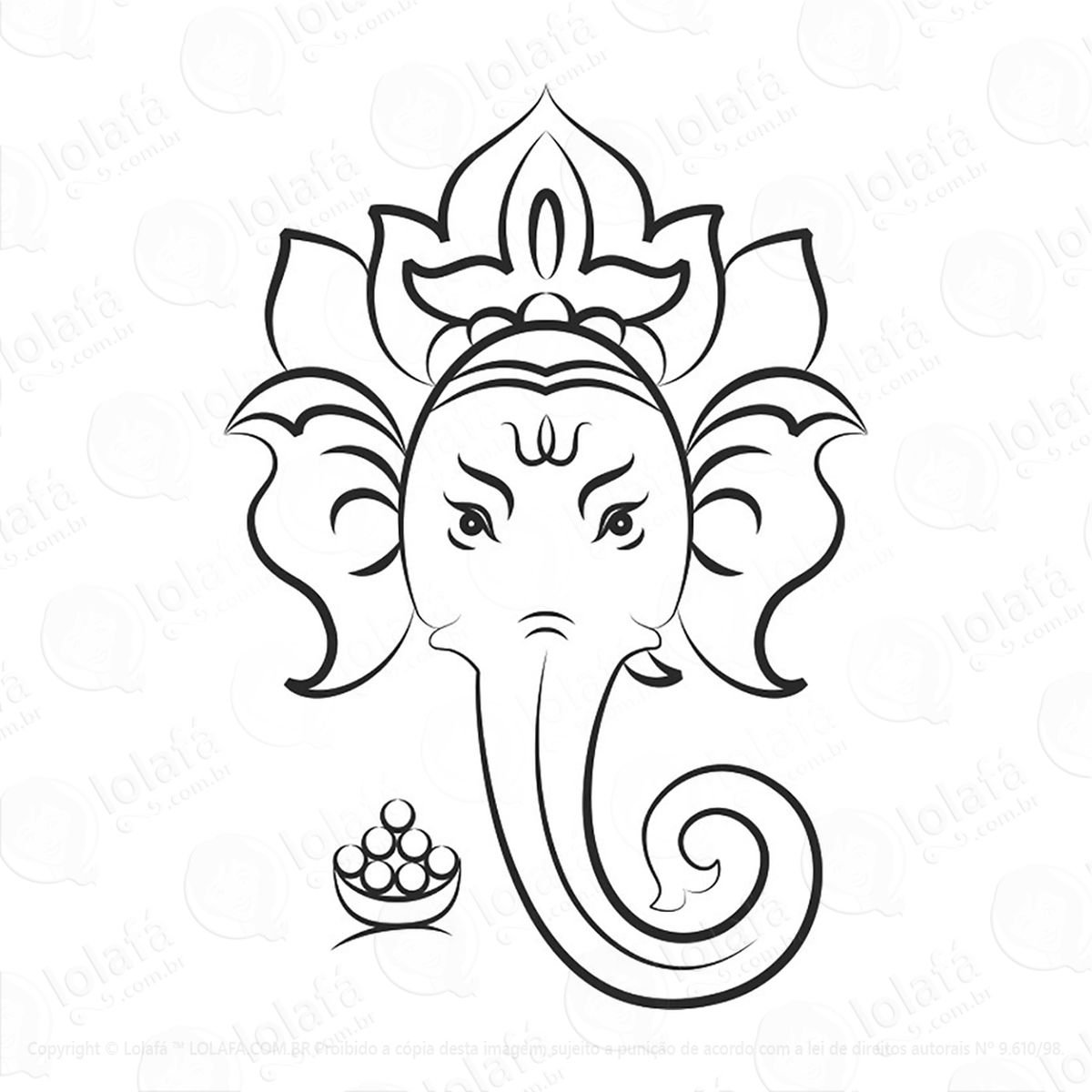 adesivo elefante ganesha hinduísmo 59x40cm mod:13