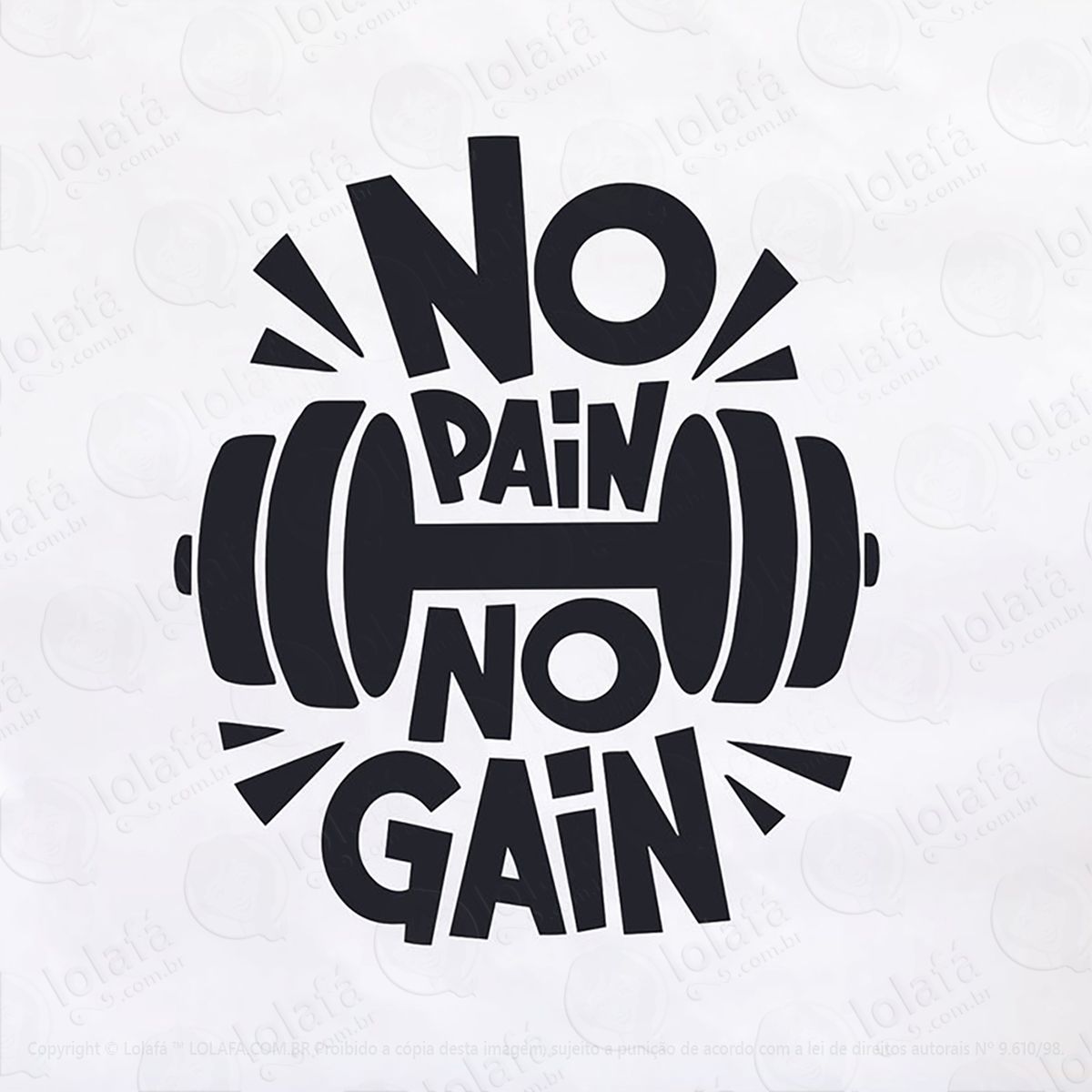 adesivo no pain no gain 48x58cm mod:25