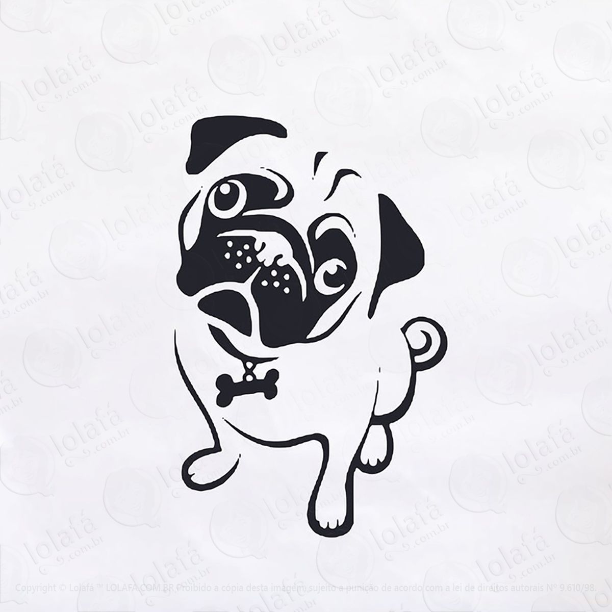 adesivo pug cachorro 38x60cm mod:38