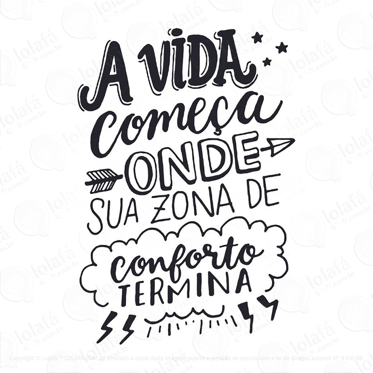 adesivo frases motivacional zona de conforto 48x70cm mod:41