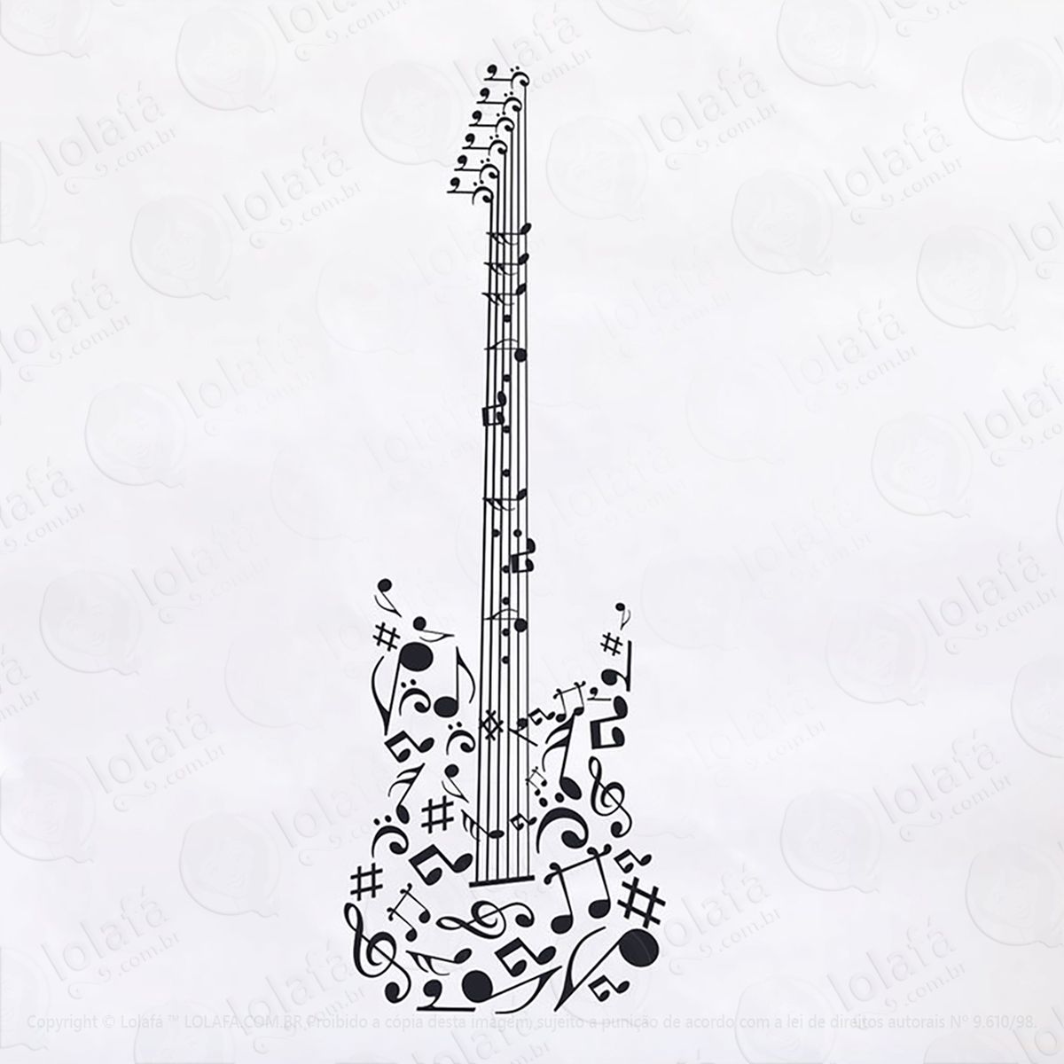 adesivo guitarra notas musicais 33x100cm mod:54