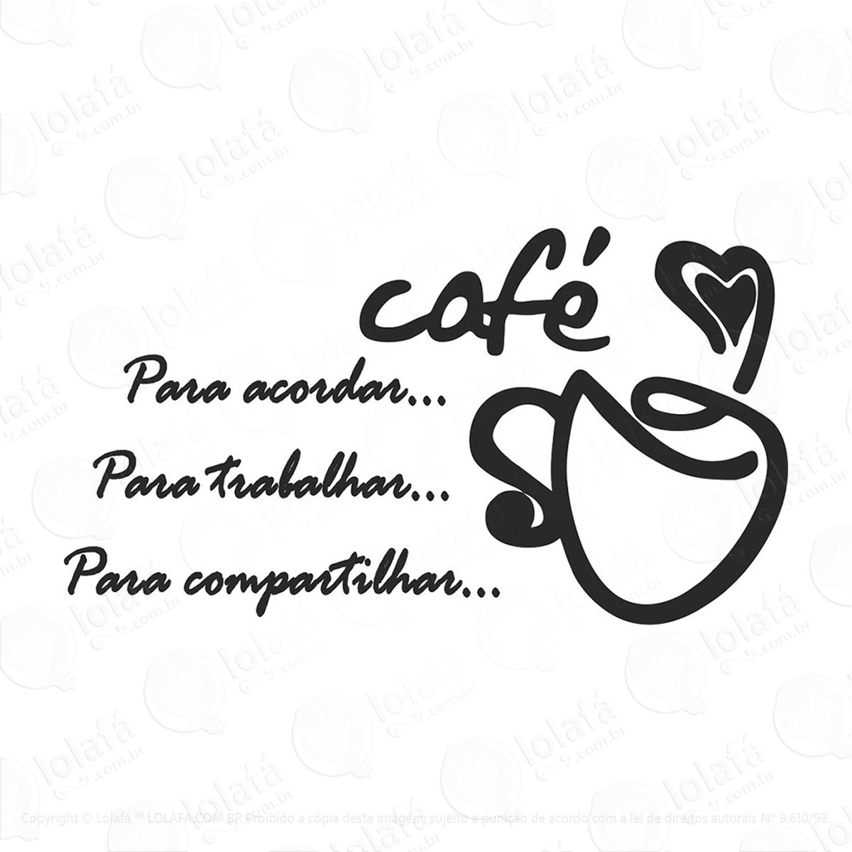 adesivo frase café para acordar 48x90cm mod:88