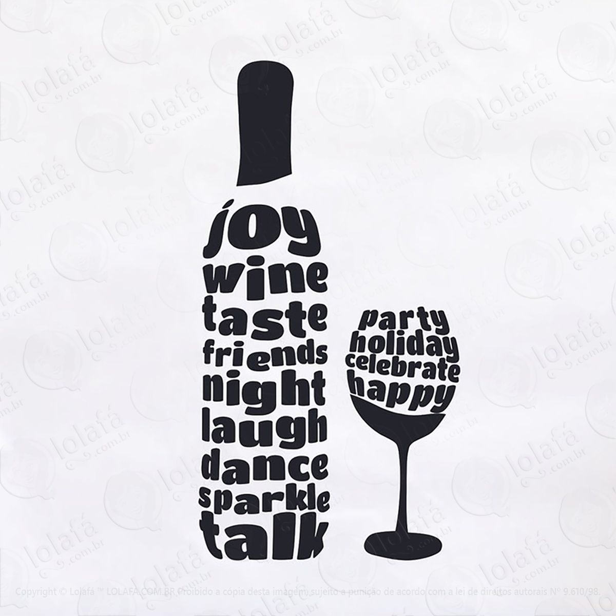 adesivo vinho palavras 48x90 cm mod:109