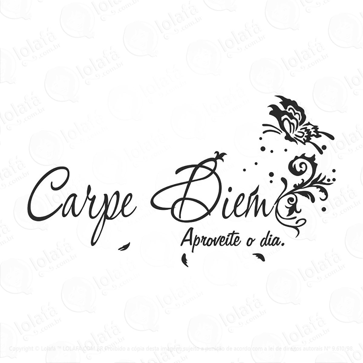 adesivo carpe diem floral borboleta 38x68cm mod:118