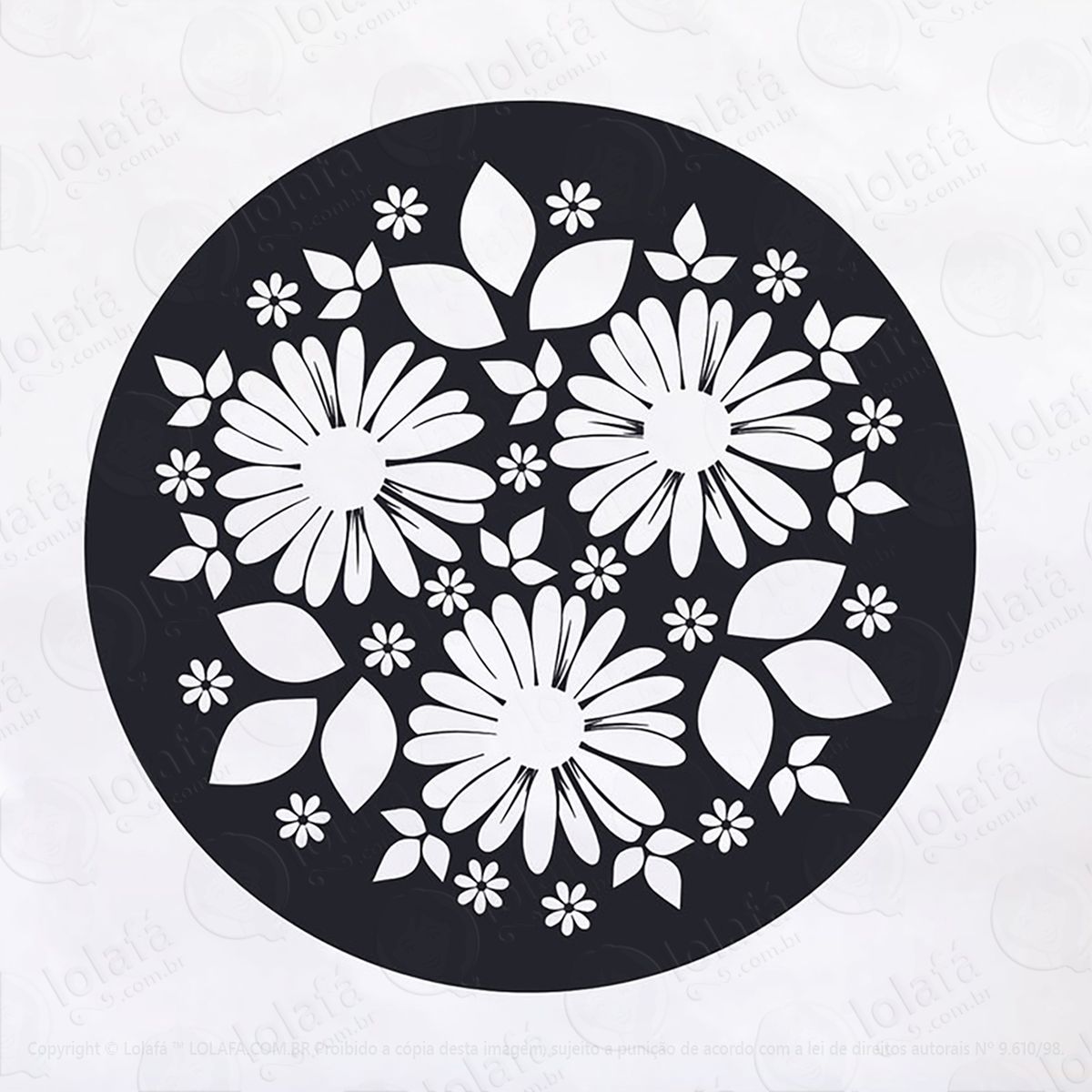 adesivo flores mandala 48x48cm mod:153