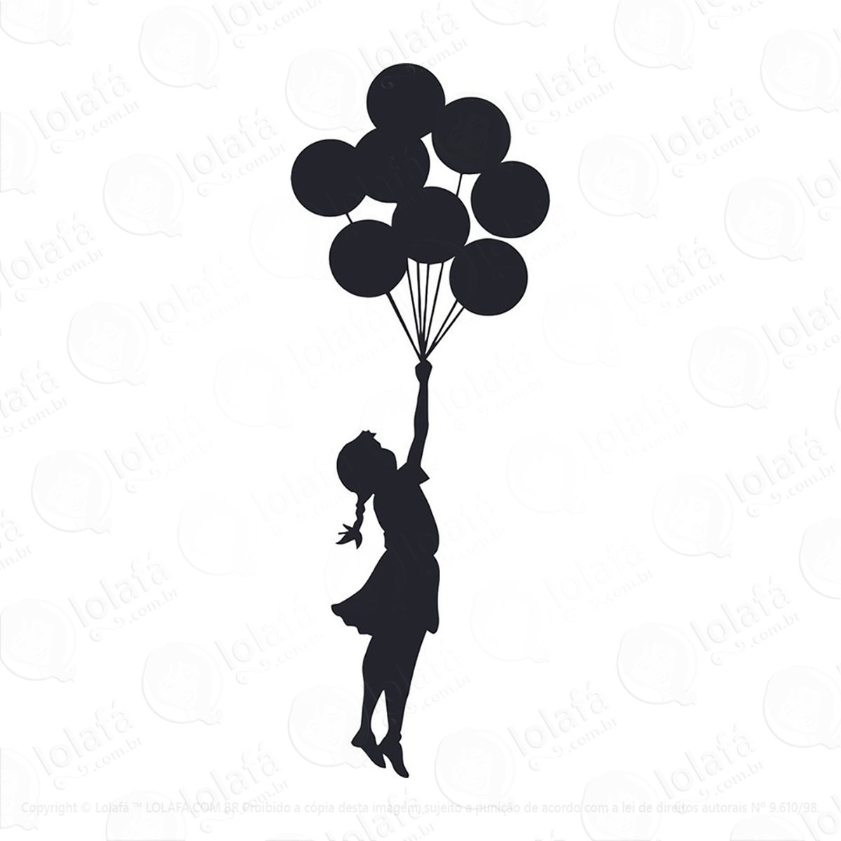 adesivo menina balão flores 38x106cm mod:160