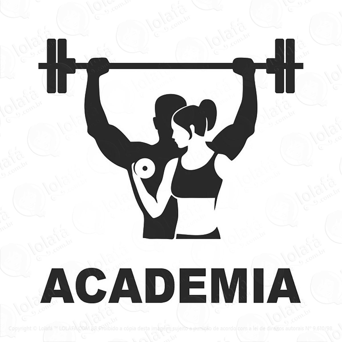 adesivo de parede academia fitness 48x48cm mod:178