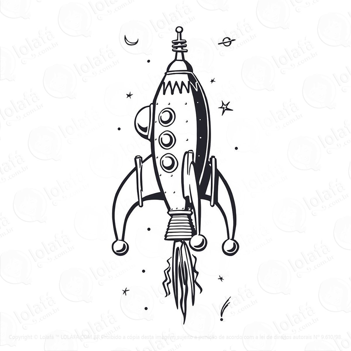 adesivo foguete espaço infantil 38x90cm mod:211