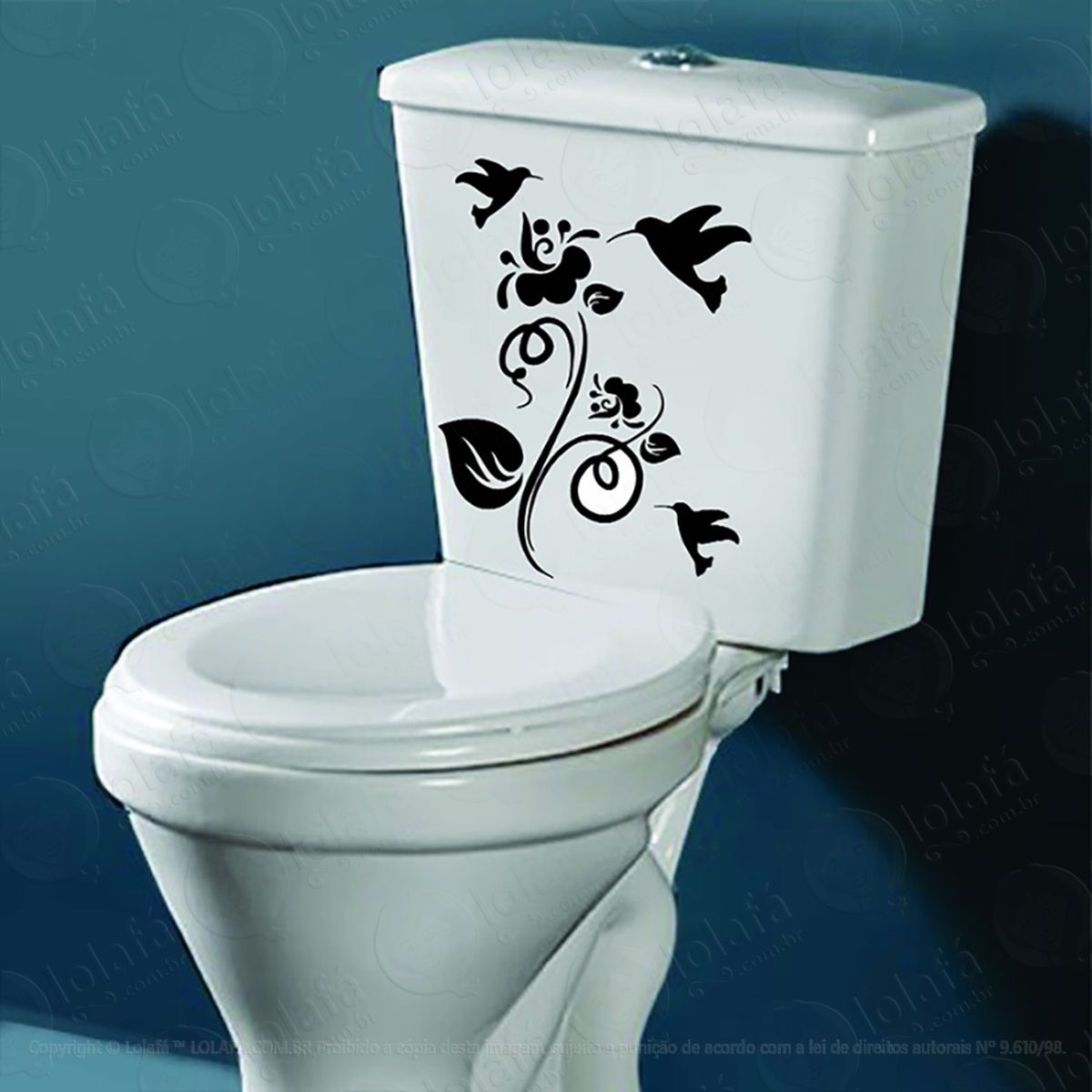 adesivo vaso sanitário caixa tampa floral passaros mod:218