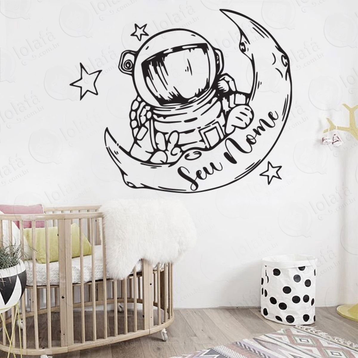 adesivo astronauta com nome personalizado decoração parede mod:272