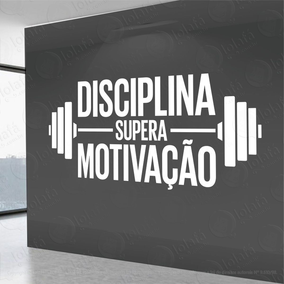 adesivo de parede decorativo  academia disciplina branco mod:298