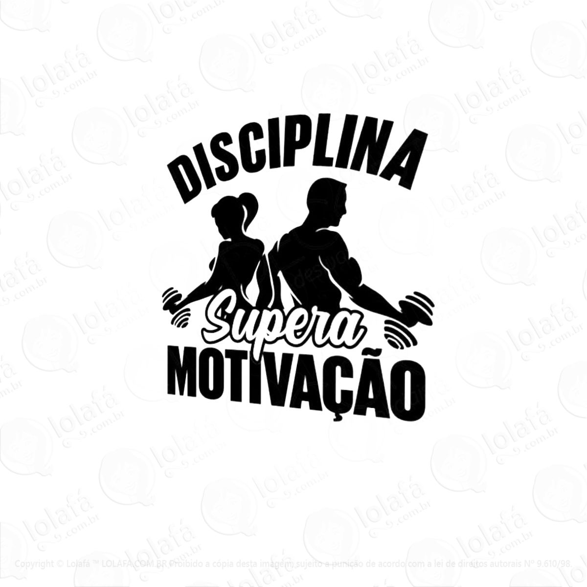 adesivo de parede decorativo frase academia disciplina casal mod:313