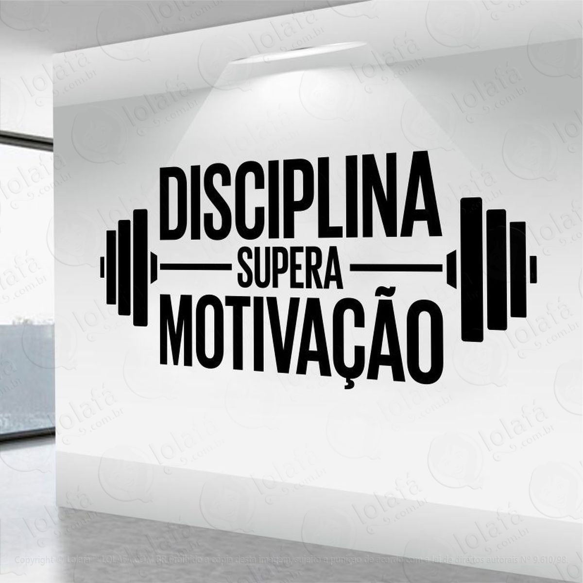 adesivo de parede decorativo frase academia disciplina grand mod:315