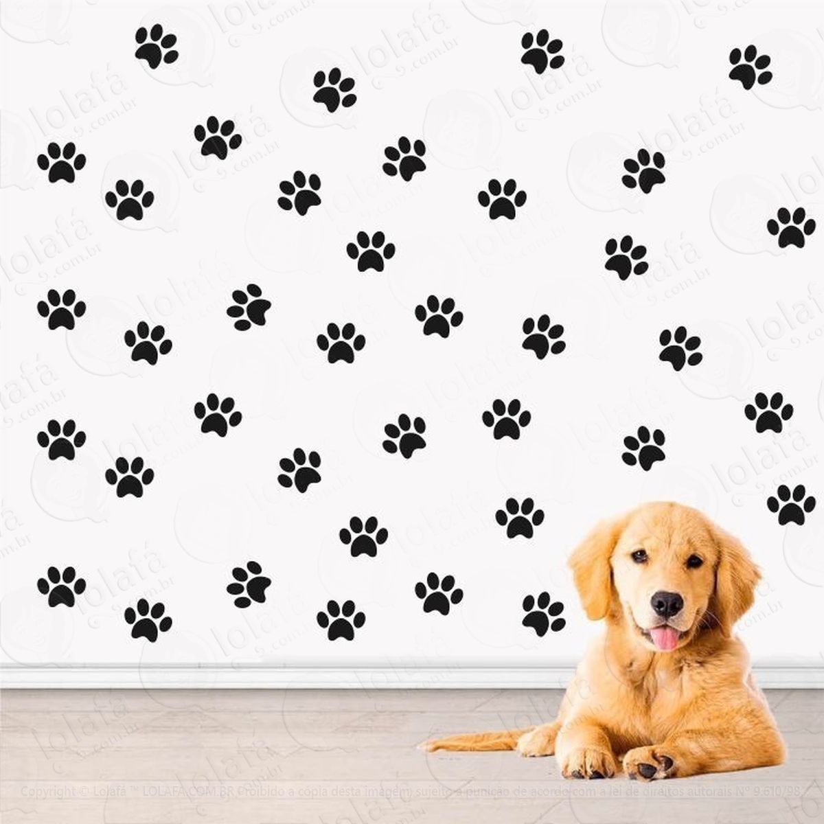 kit 50 adesivo decorativo patinhas cão mod:355