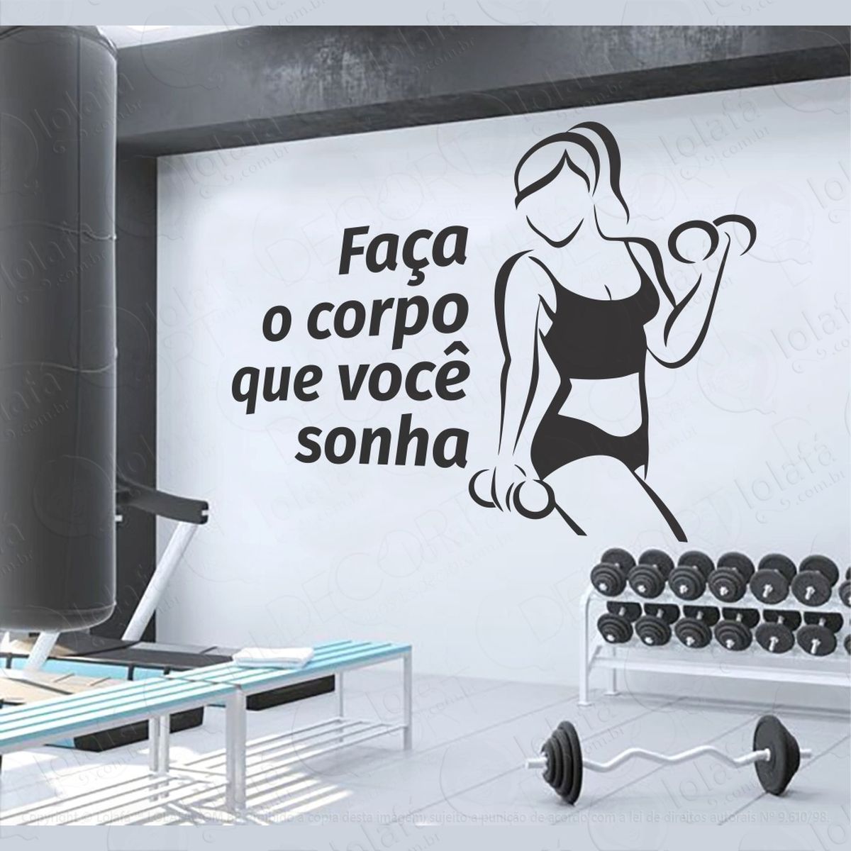 adesivo para academia decor faça o corpo que você sonha g mod:401