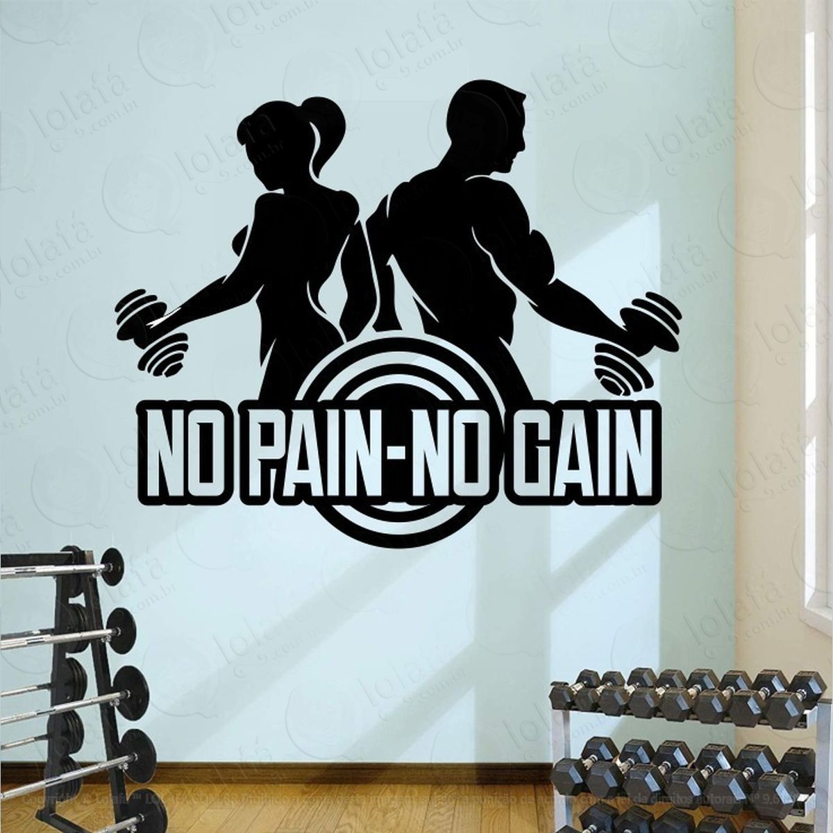 adesivo para academia decorativo no pain no gain mod:417