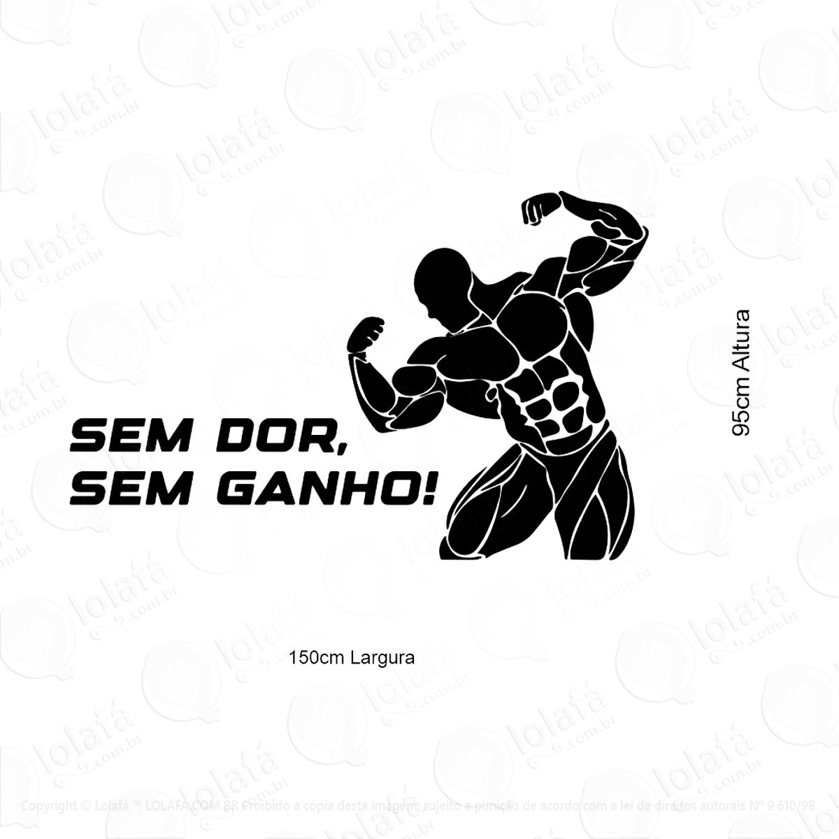 adesivo de parede academia sem dor sem ganho decorativo mod:420