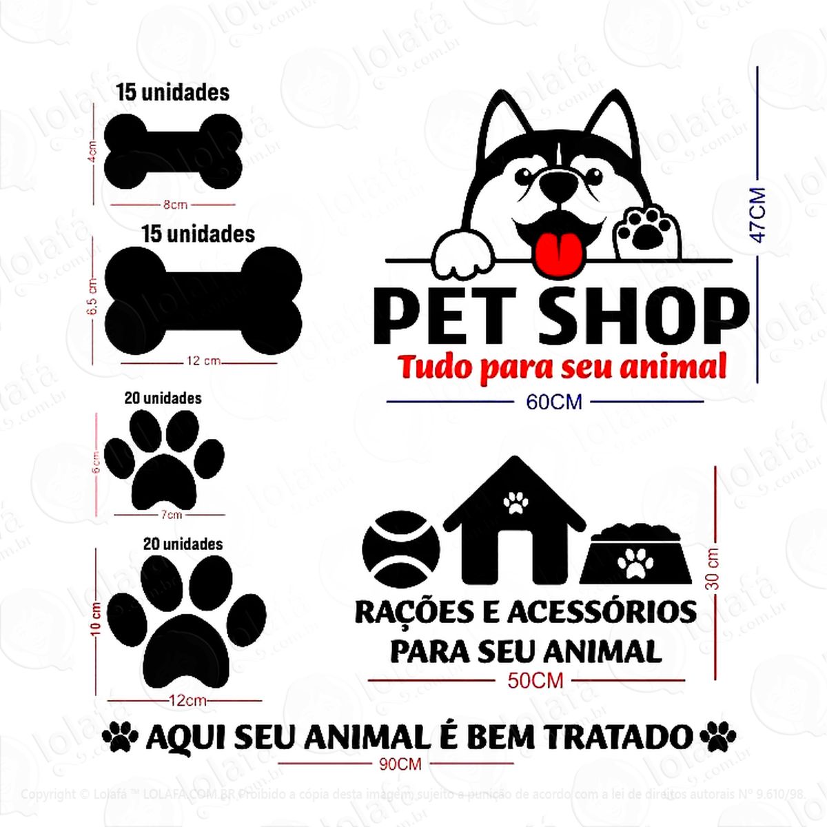 kit adesivo decorativo parede para pet shop mod:433